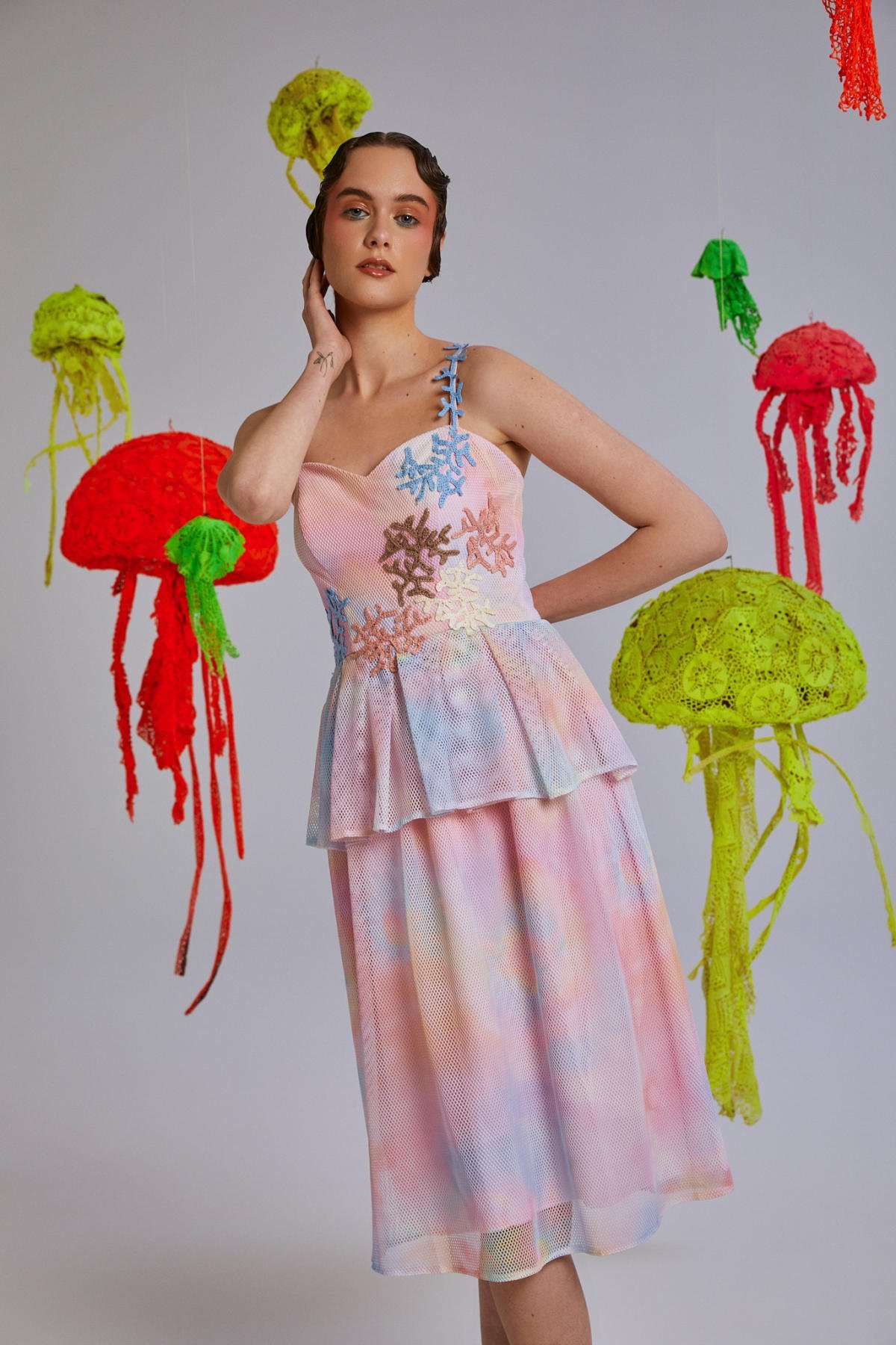 Mantipara, Baskılı, Tül, Astarlı, Diz Üstü, Yazlık Elbise