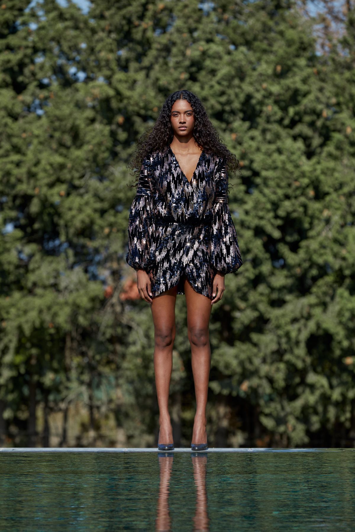 Parla, Kadife Kruvaze Yılbaşı Elbise