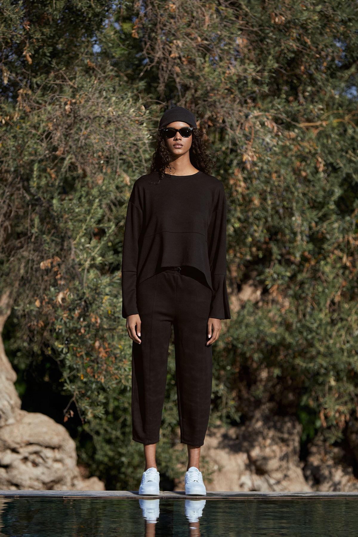 Ebra, Siyah Pamuklu Likralı Sweatshirt Takım